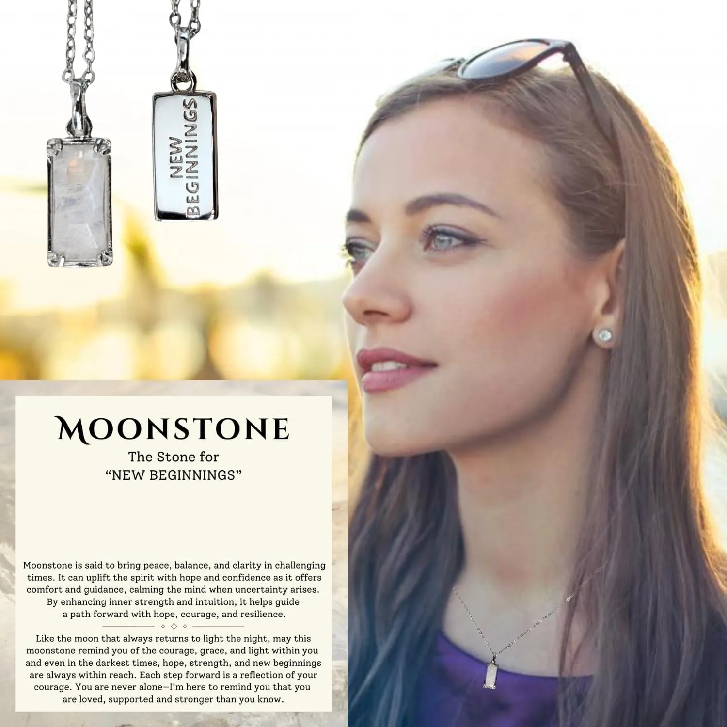 Moonstone Necklace 925 Sterling Silver Necklace for Women. Moonstone Jewelry New Beginnings Gifts for Women. Moon Stone Pendant Meaningful Jewelry