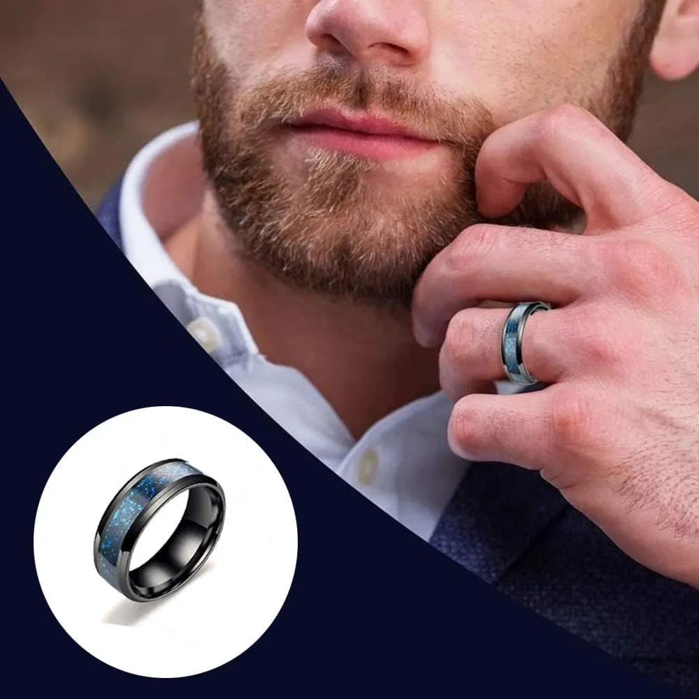 MOZAKA 12Pcs 8mm Stainless Steel Fidget Band Chain Spinner Rings for Men Women Dragon Pattern Polished Wedding Cool Release Anxiety Ring Set Size 7-11