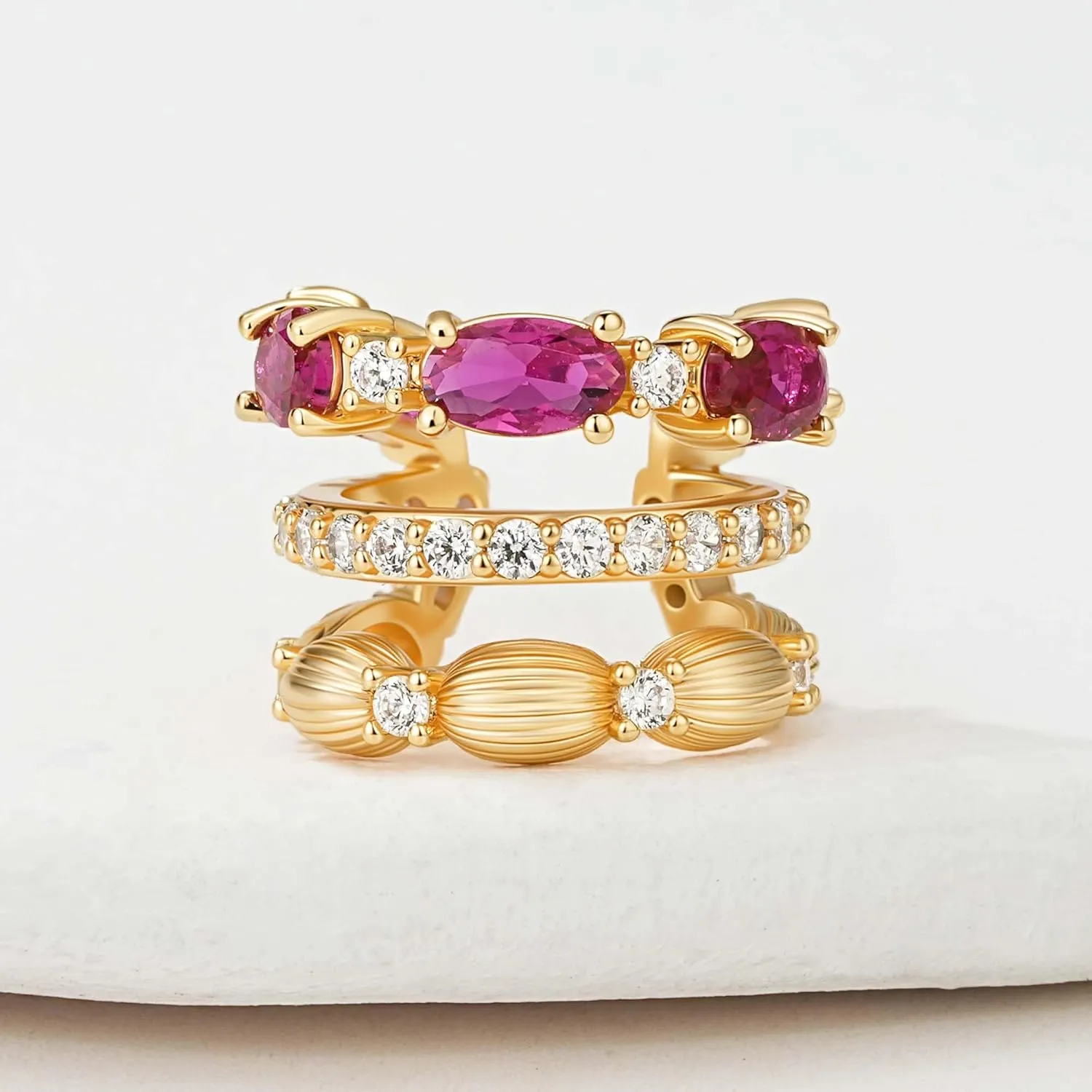 MTMY Ear Cuffs Non Piercing for Women 14K Gold Plated Ear Cuff Earrings Colorful Cubic Zirconia Paved Trendy Cartilage Earring Jewelry | Single