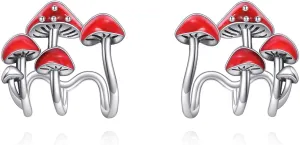 Mushroom Stud Earrings 925 Sterling Silver Mushroom Earrings Birthday Jewelry for Women Mom