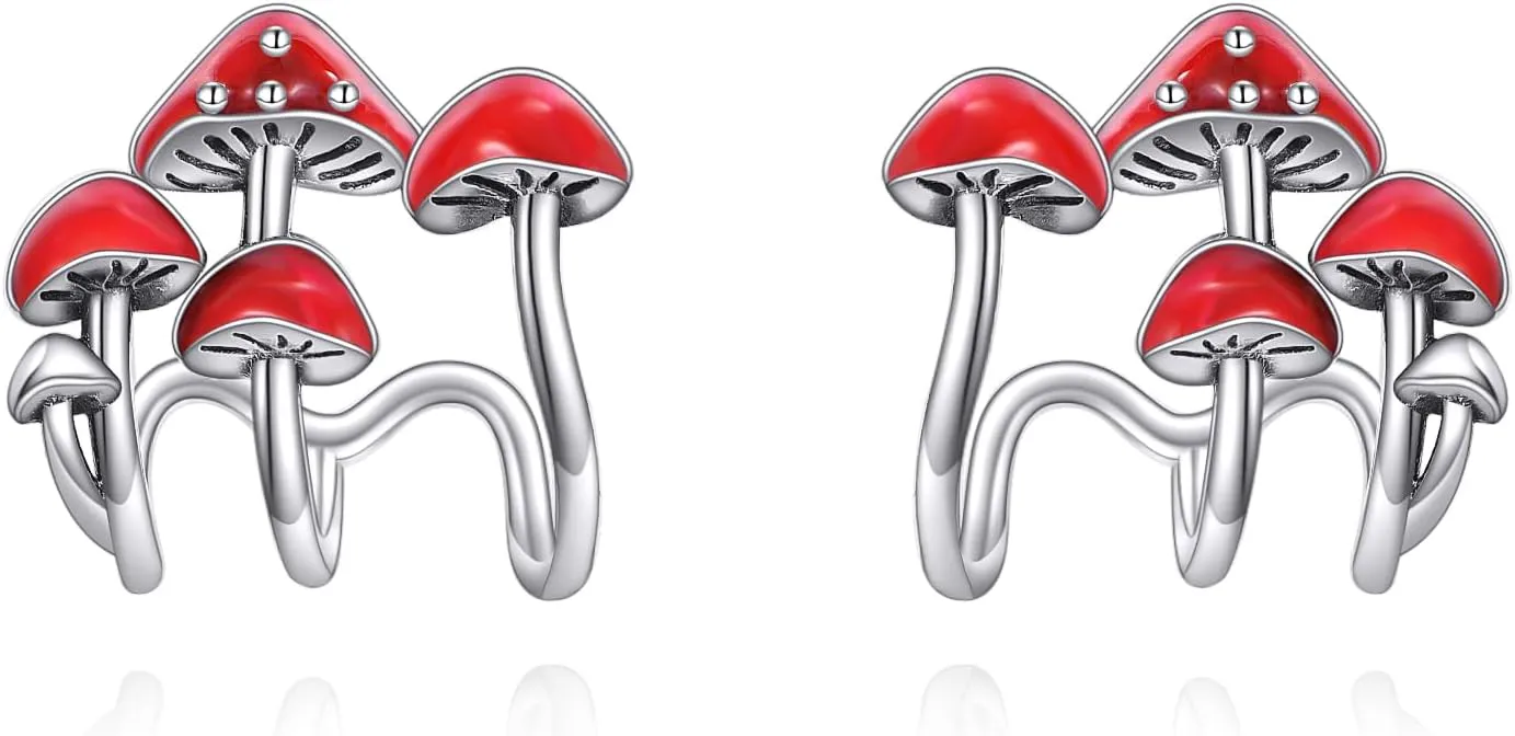 Mushroom Stud Earrings 925 Sterling Silver Mushroom Earrings Birthday Jewelry for Women Mom