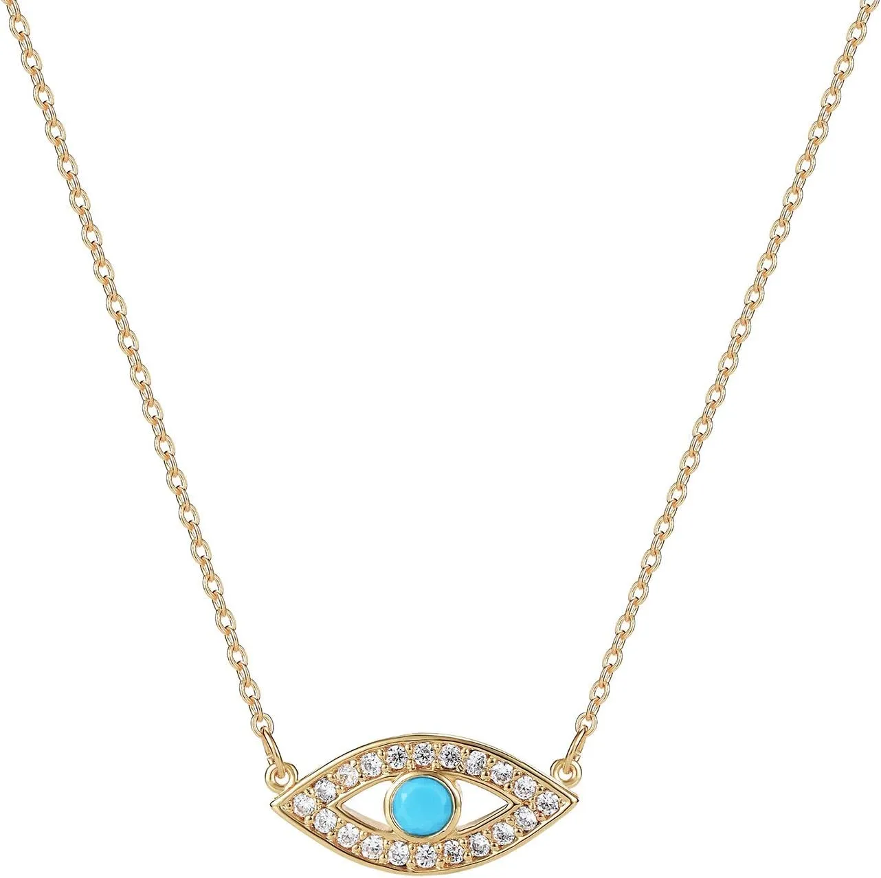 MYEARS Women Evil Eye Necklace Gold Pendant Turquoise Cubic Zirconia 14K Gold Plated Simple Dainty Chain Everyday Jewelry