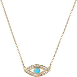 MYEARS Women Evil Eye Necklace Gold Pendant Turquoise Cubic Zirconia 14K Gold Plated Simple Dainty Chain Everyday Jewelry