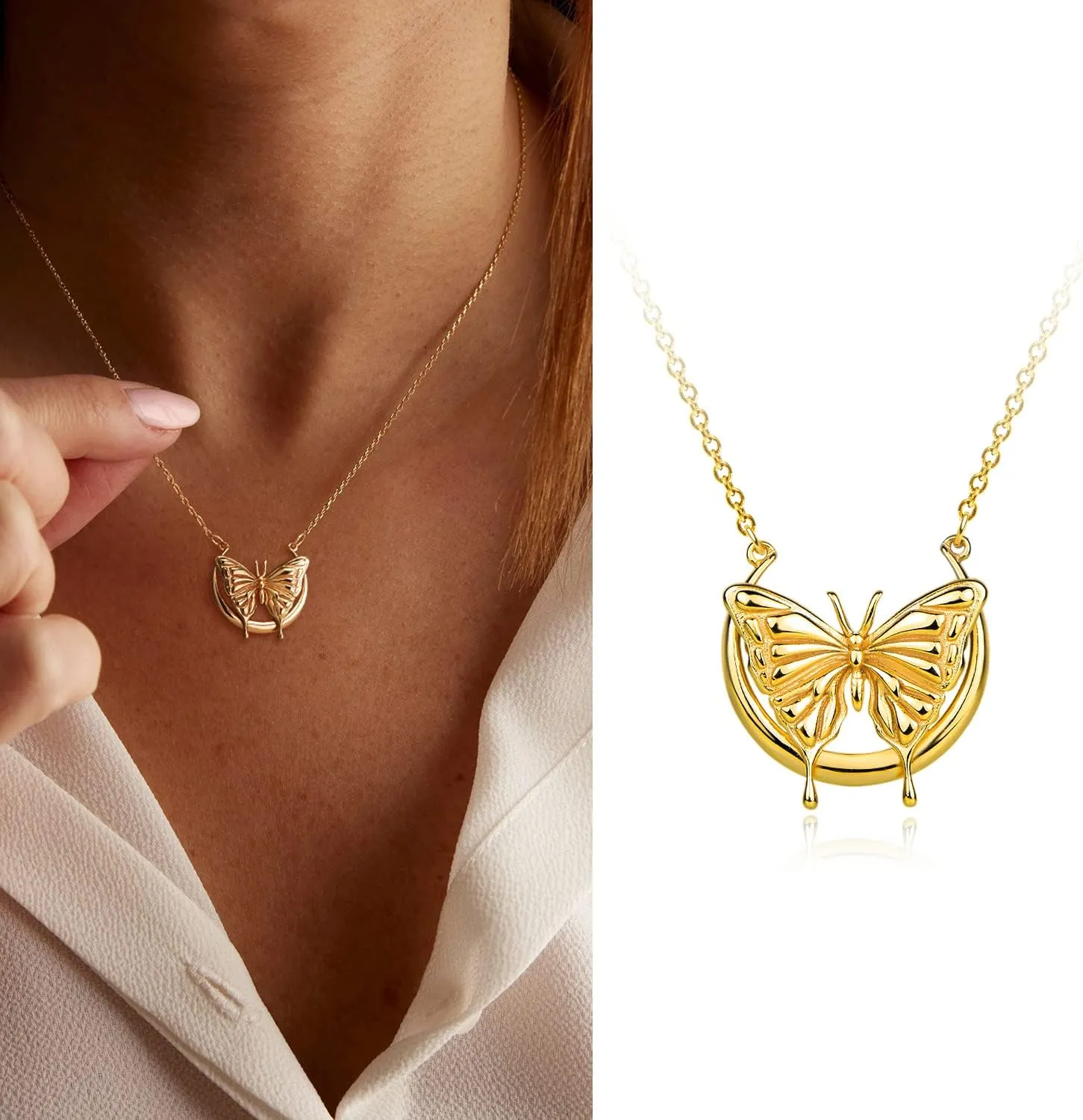 MYEARS Women Pendant Necklace Gold 14K Gold Filled Small Simple Dainty Chain Everyday Jewelry