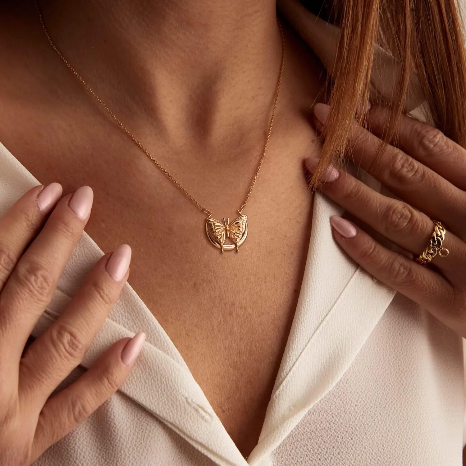 MYEARS Women Pendant Necklace Gold 14K Gold Filled Small Simple Dainty Chain Everyday Jewelry