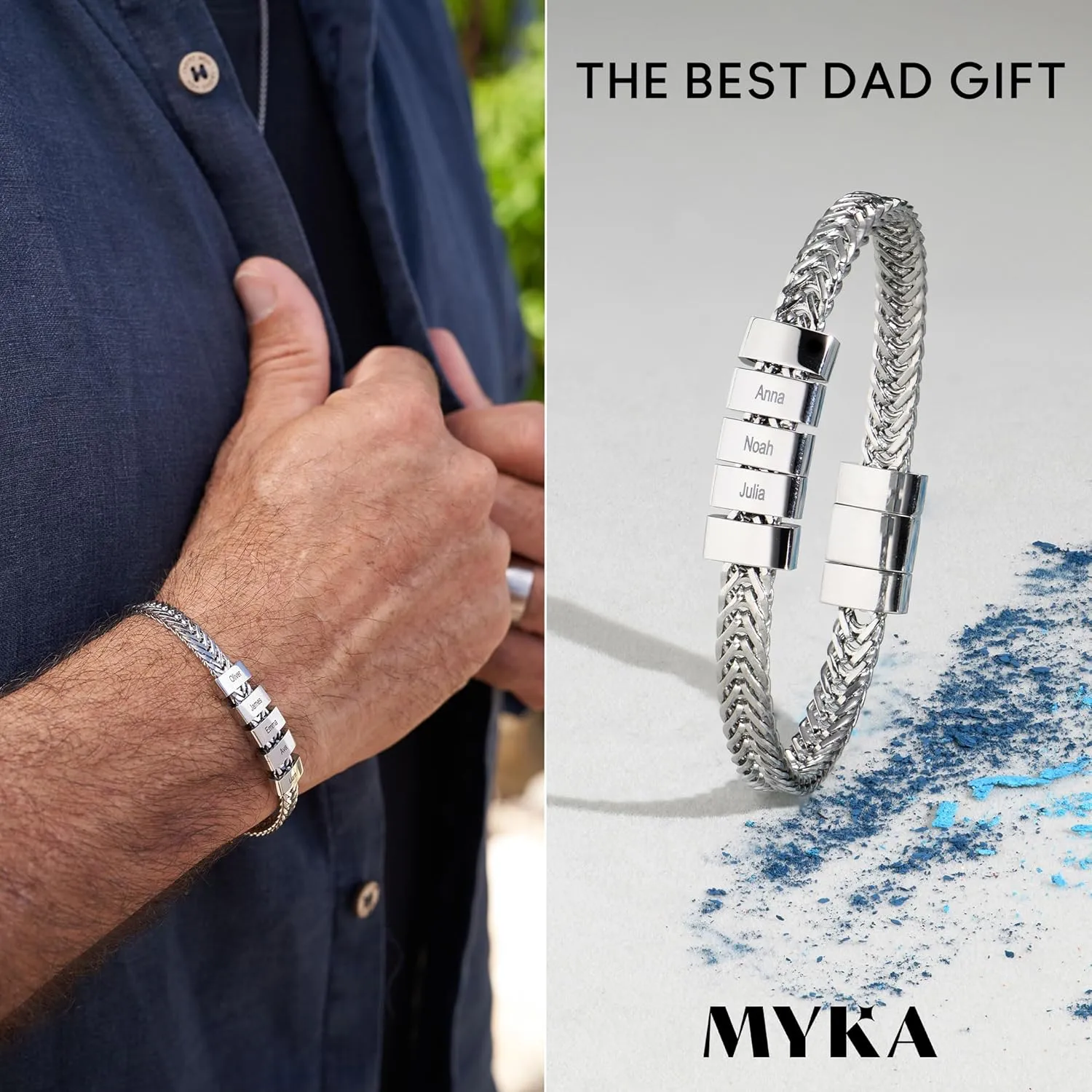 MyNameNecklace Personalized Choose Your Style Men Bracelet - Custom Inscriptions - Meaningful Gift for Him, Husband - Gift for Father's Day, Christmas, Birthday by - MYKA
