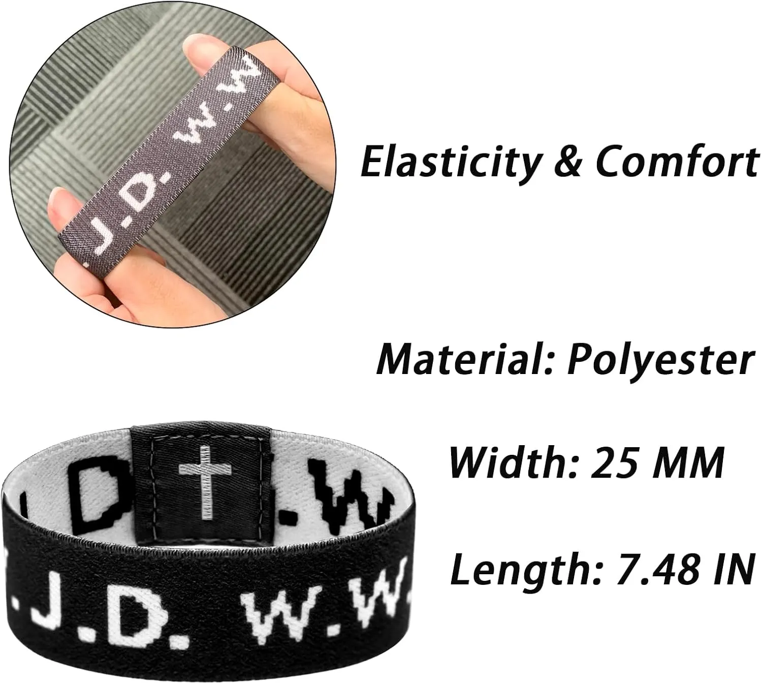 Nanafast WWJD Bracelet Wristband Elastic WWJD Jesus Bracelets for Women Men What Would Jesus Do Bracelets Christian Jewelry Gift