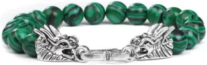 Natural Blue Striped Agates Bracelet Men Dragon Head Charm Bracelets Bangles for Women Male Prayer Jewelry Gifts