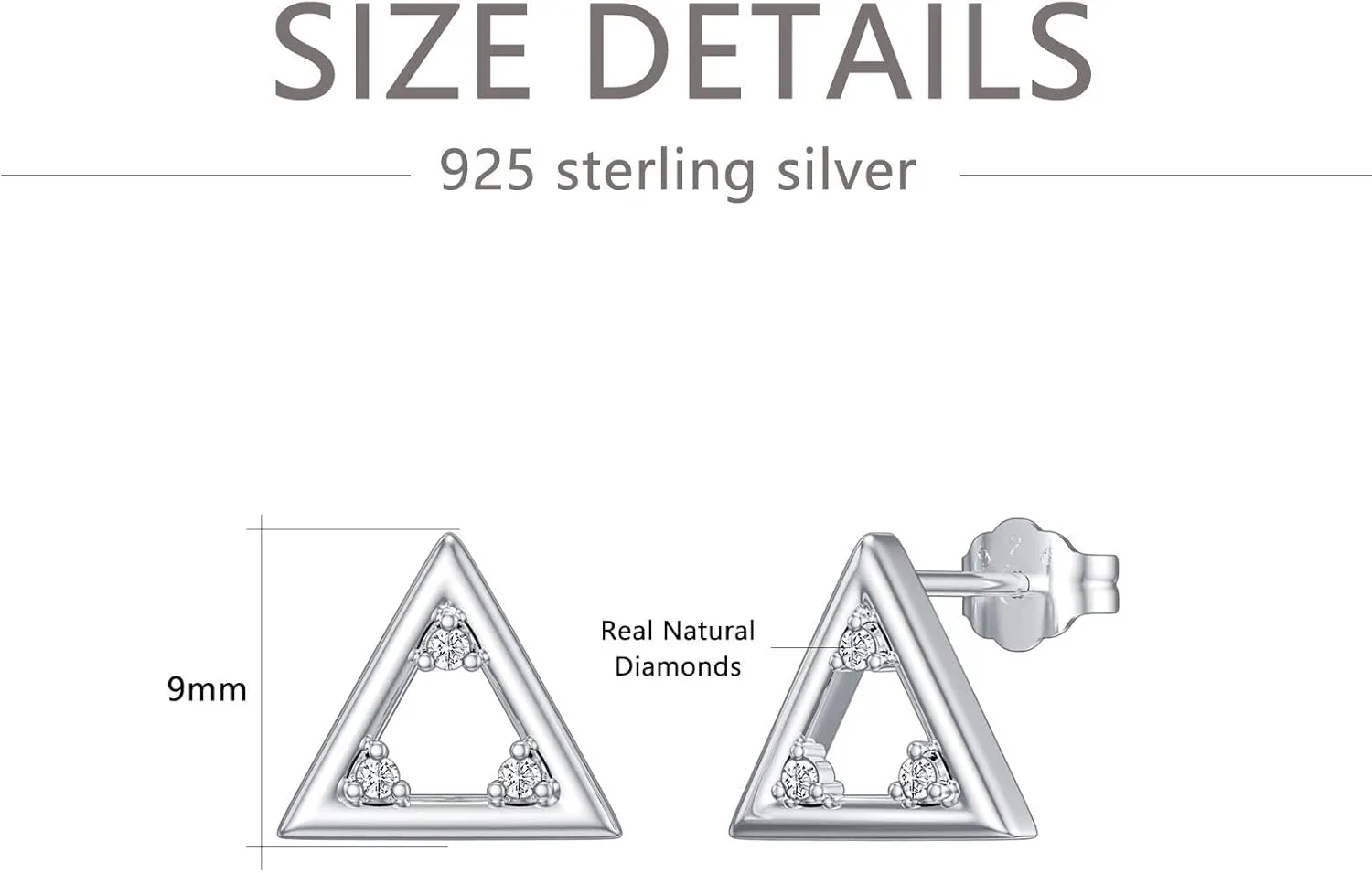 Natural Diamond Stud Earrings Mini Bar, Lightning, Triangle, Butterfly Tiny Diamond Stud Earrings for Women Sterling Silver Jewelry Gift for Her