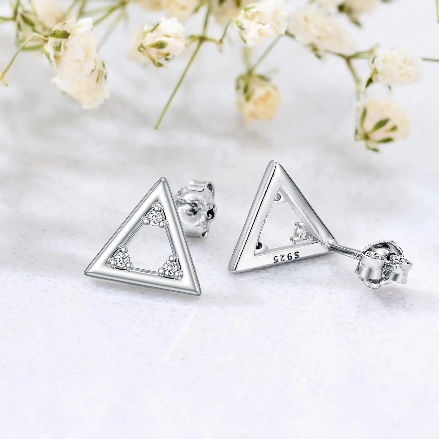 Natural Diamond Stud Earrings Mini Bar, Lightning, Triangle, Butterfly Tiny Diamond Stud Earrings for Women Sterling Silver Jewelry Gift for Her
