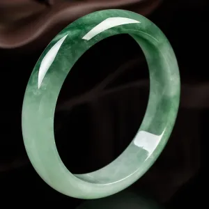 Natural Green Jade Bangle Bracelet for Women Girls with Certificate Jade Handmade Luck Bracelets Bangles with Jewelry Box,63-64mm
