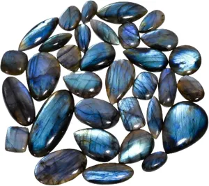 Natural Labradorite Cabochons  5PCS Premium Polished Gemstones for Jewelry Making, Healing Crafts, Wire Wrapping (15-35MM)