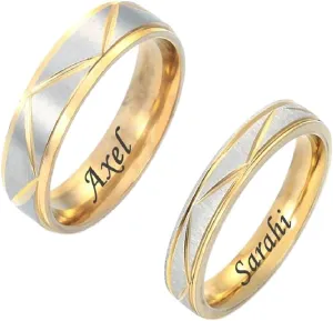 New 2025 4/6Mm Name Couple Twill Frosted Rings for Women Men Stainless Steel Wedding Anniversary Jewerly Gift Anillos Decoration Jewelry Commemorative with You Accessories Trendy Best for Gift