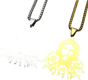 New 2025 Christian God Jesus Flower Pendant Necklace for Women Men Stainless Steel Gold Silver Color Religious Chain Jewelry Collar Decoration Jewelry Commemorative Accessories Trendy Best for Gift