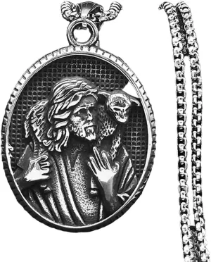 New 2025 Exquisite Jesus Sheep Medal Pendant Animal Necklace for Men Vintage Stainless Steel Catholic Necklaces Hip Hop Decoration Jewelry Commemorative with You Accessories Trendy Best for Gift