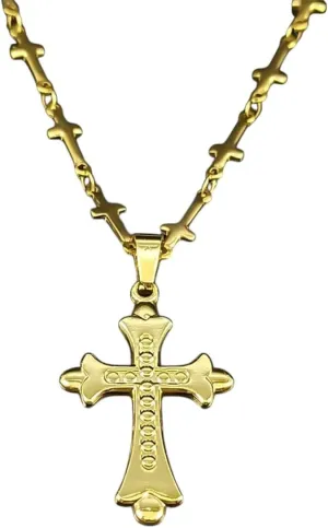 New 2025 Hip Hop Catholic Jesus Cross Pendant Necklace For Women Men Stainless Steel Gold Color Trendy Crucifix Necklaces Decoration Jewelry Commemorative With You Accessories Trendy Best For Gift