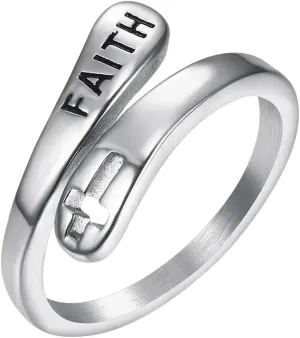 New 2025 Simple Trendy Silver Color Faith Cross Adjustable Rings Hug Open Exquisite Feather Women Dolphin Party Wedding Jewelry Men Jewelry Commemorative With You Accessories Trendy Best For Gift