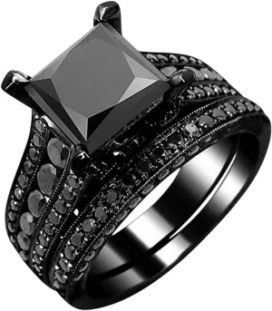 New 2026 Unisex Black Wedding Couples Ring Womens Zircon Rings Set Mens Lover Valentine's Day Gift Jewelry Fashion Luxury Accessories Creative for Women and Men