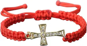 New 2026 Unisex Red Color Thread Crystal Cross Pendant Bracelet Prayer Jesus Meditation Couple Bangles Chain Jewelry Gift With For You Accessories Trendy Creative For Women And Men