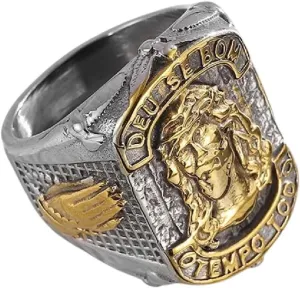 New 2026 Unisex Stainless Steel Gold Plated Jesus Figure Religious Faith Fe Letter Prayer Ring for Men Jewelry Fashion Luxury Accessories Creative Gift for Women and Men