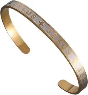 New for Trendy 2025 Stainless Steel Cross Jesus Alphabet Bracelet for Men Religious Prayer Bracelet Christian Cross Cuff Baptism Faith Jewelry Fashion Accessories Creative Gift