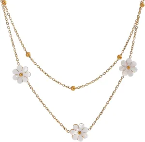 New For Trendy 2025 Summer Imitation Shell Flower Double Layer Chain Necklace Anklet For Women Trendy Plant Charm Jewelry Gift Jewelry Fashion Accessories Creative Gift