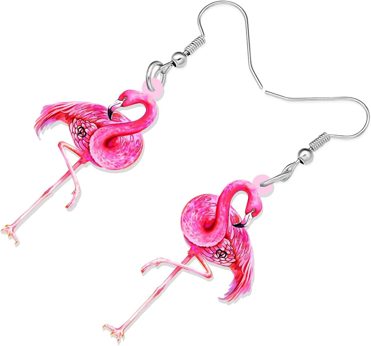 NEWEI Acrylic Pink Flamingo Earrings Gifts for Women Cute Birds Dangle Jewelry Accessories Charms