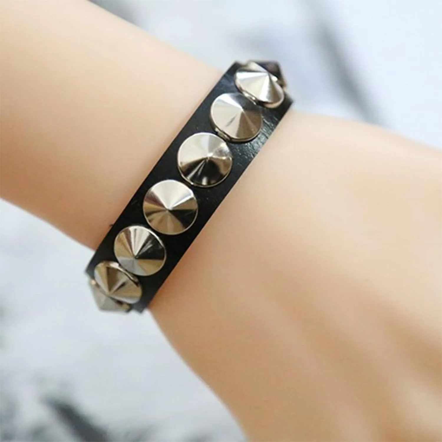 NEWITIN 12 Pieces PU Leather Bracelets Punk Bracelet Adjustable Goth Cuff Bracelet Gothic Rivet Buckle Wristbands Black Bracelets for Men Women