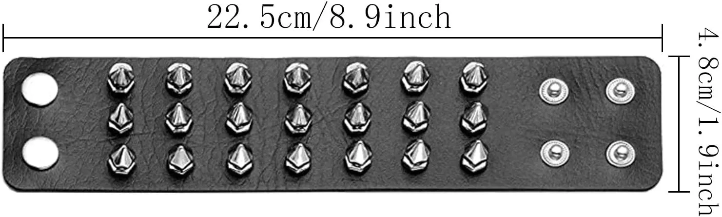 NEWITIN 12 Pieces PU Leather Bracelets Punk Bracelet Adjustable Goth Cuff Bracelet Gothic Rivet Buckle Wristbands Black Bracelets for Men Women