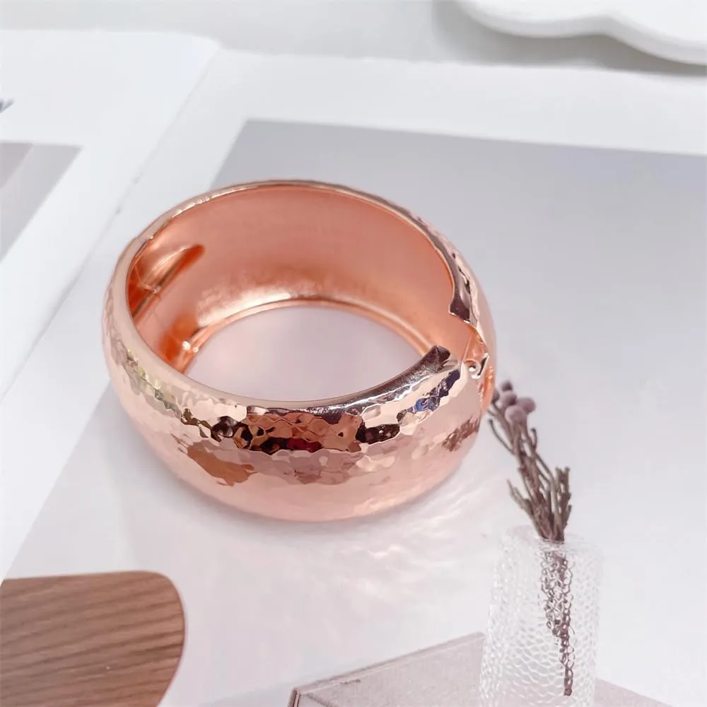NewZenro Hammered Wide Chunky Bangle Bracelets for Women Dainty Minimalist Cuff Wrist Open Bangles Statement Unique Exaggerate Trendy Jewelry Gift