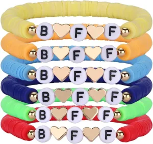 Ornaland 6 Pieces Hei Shi Surfer Friendship Bracelets Clay Bead Stretch Bracelets Set Women Summer Beach Jewelry for Women