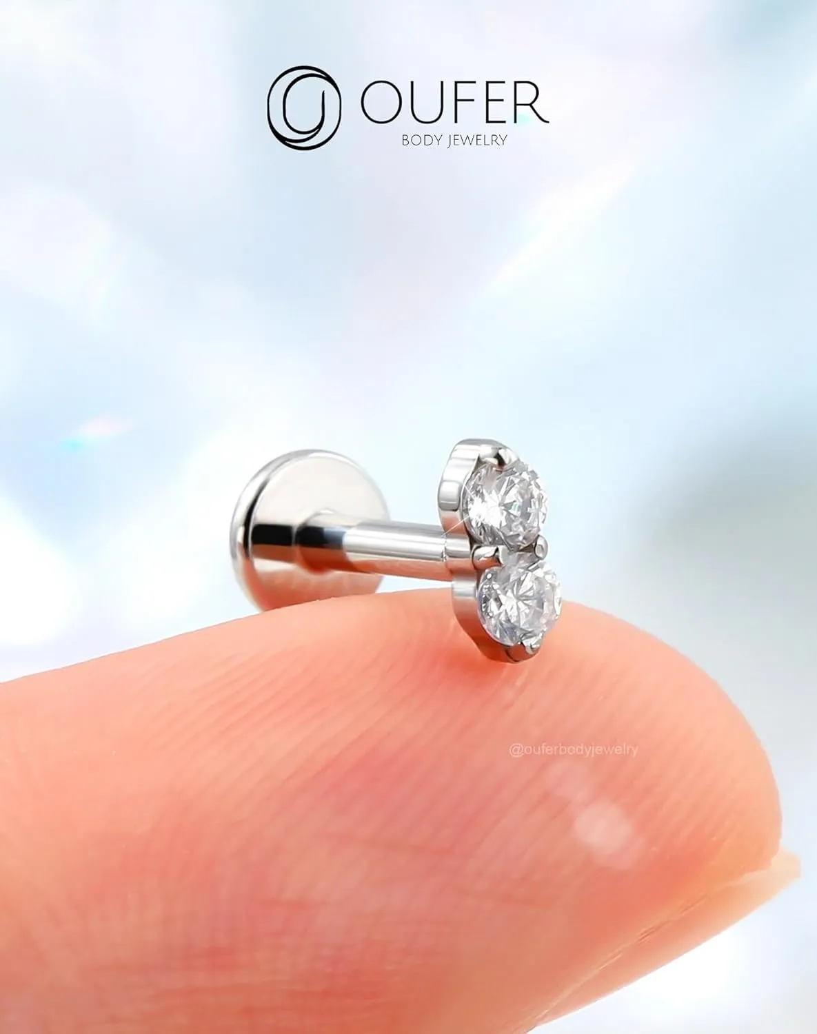 OUFER Cartilage Piercing Jewelry, 316L Stainless Steel 16G Helix Earrings Flat Back, Gold Push in Threadless Lip Rings Studs, CZ Cartilage Helix Tragus Earrings for Women Men