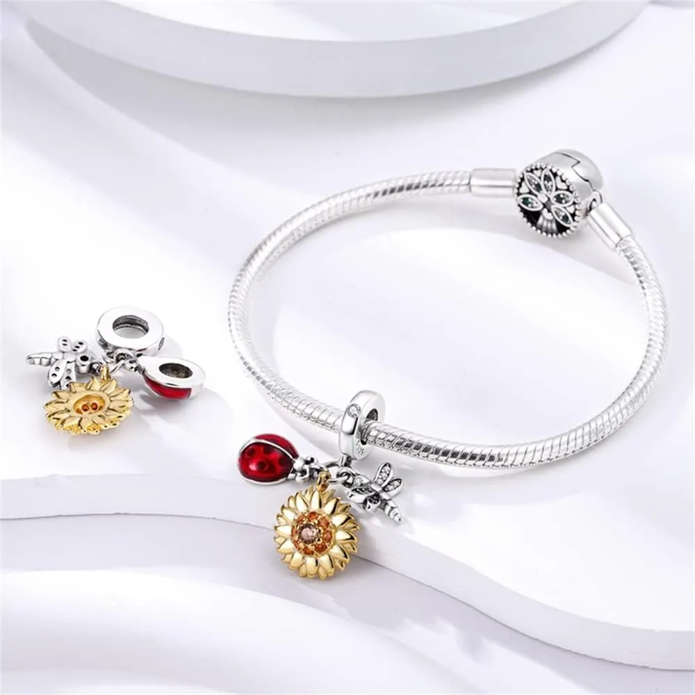 Pandach 925 Sterling Silver Charms Beads for Bracelets and Necklaces Butterfly and Headphones Pendants Clover Charms Jewelry Gift for Women