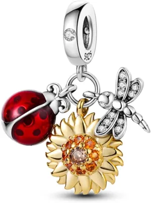 Pandach 925 Sterling Silver Charms Beads for Bracelets and Necklaces Butterfly and Headphones Pendants Clover Charms Jewelry Gift for Women
