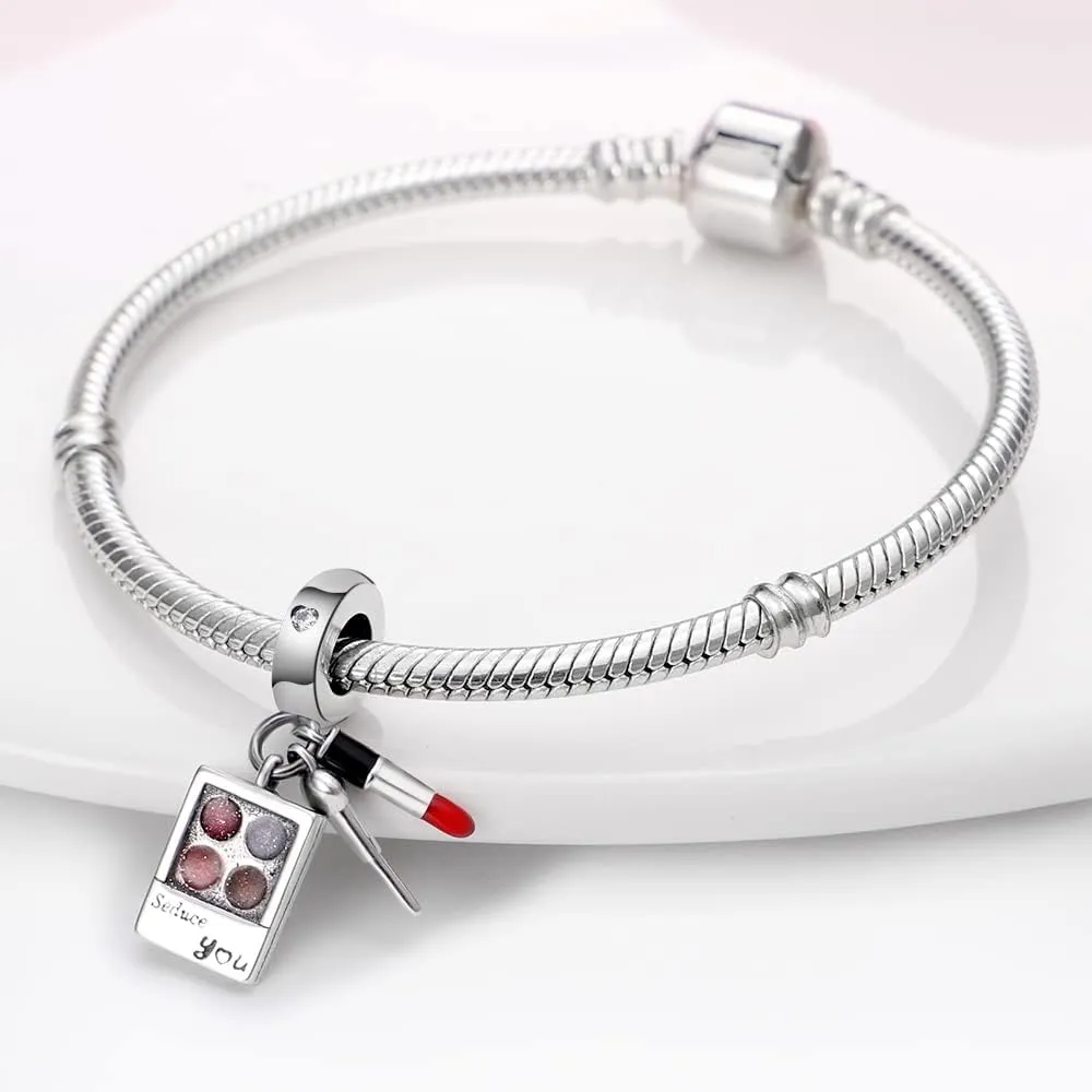 Pandach 925 Sterling Silver Charms for Bracelet&Necklace Dangle Pendant Bead with 5A Cubic Zirconia Stones,Jewelry Beads Gifts for Women