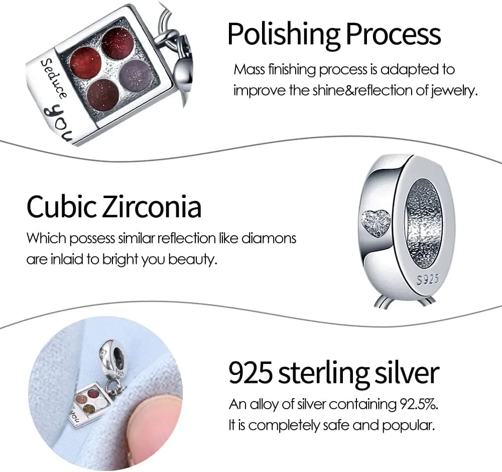 Pandach 925 Sterling Silver Charms for Bracelet&Necklace Dangle Pendant Bead with 5A Cubic Zirconia Stones,Jewelry Beads Gifts for Women