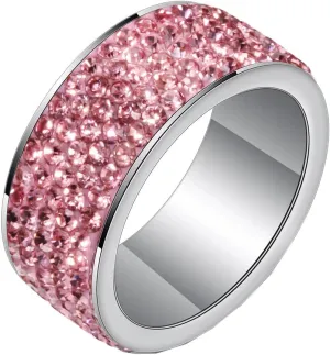PAURO Women's Men's Stainless Steel Simple High Polished Wedding Band Micro Pave Cubic Zirconia Ring