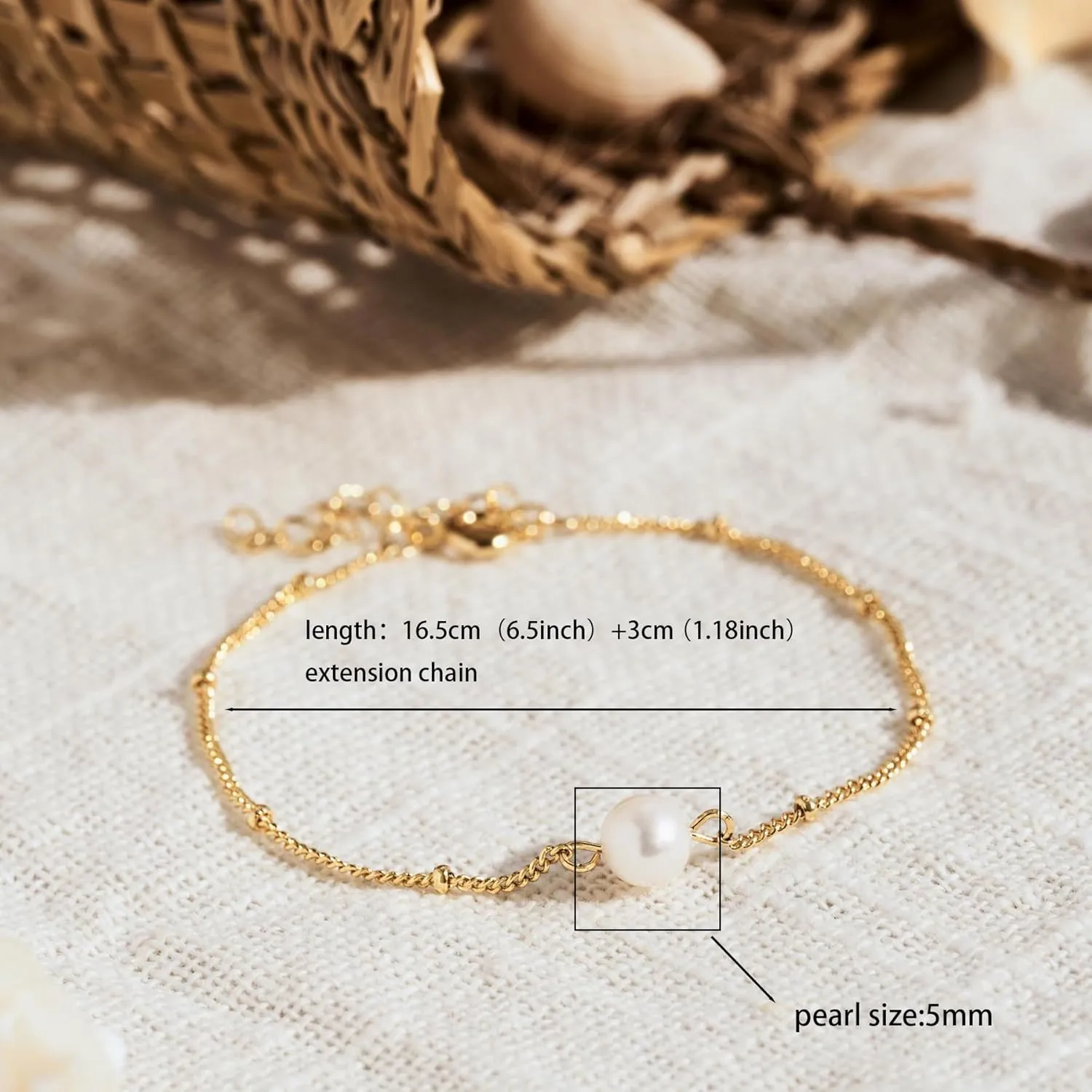 Pearl Bracelets for Women, Dainty Gold Bracelet Stack Pearl Bracelet Set Cute Gold Bracelets for Women Trendy Bridesmaid Gifts for Her