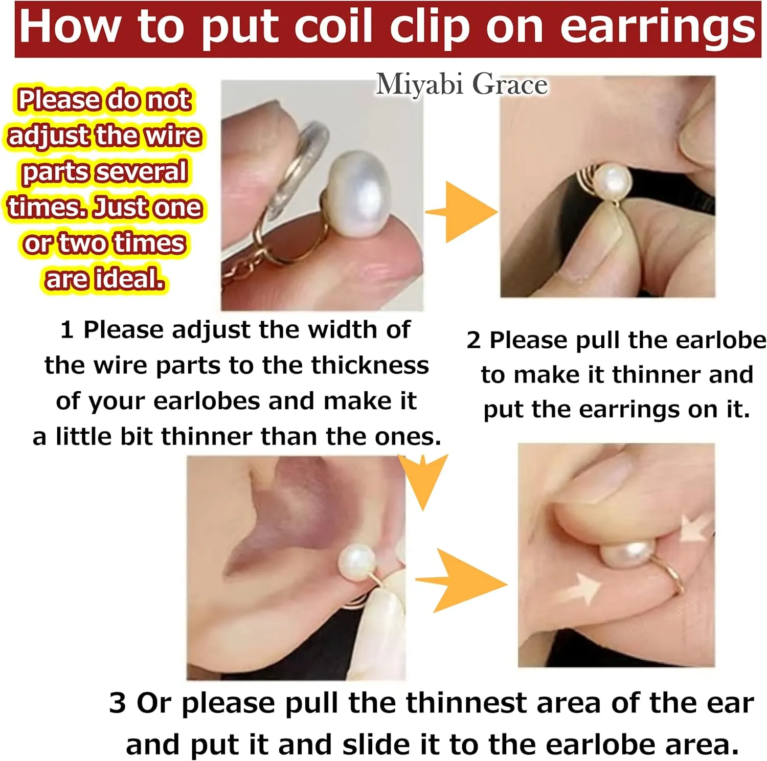 Pearl Clip On Earrings for Women Not Pierced Gold Silver Fresahwater Pearl Cubic Zirconia Crystal CZ Comfortable Coil Dangle Clip On Earrings Bridal Wedding Miyabi Grace