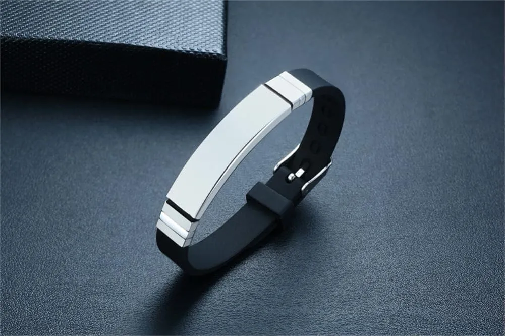 Personalized Alzheimers Dementia Identification Bracelet for Men Women,Customized Safety ID Bracelets Adjust Silicone Waterproof Wristband Engraved Bracelets for Athletes & Travelers