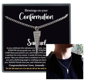 Personalized Confirmation Gifts for Teenage Boys, Men's Necklace with Meaningful Message