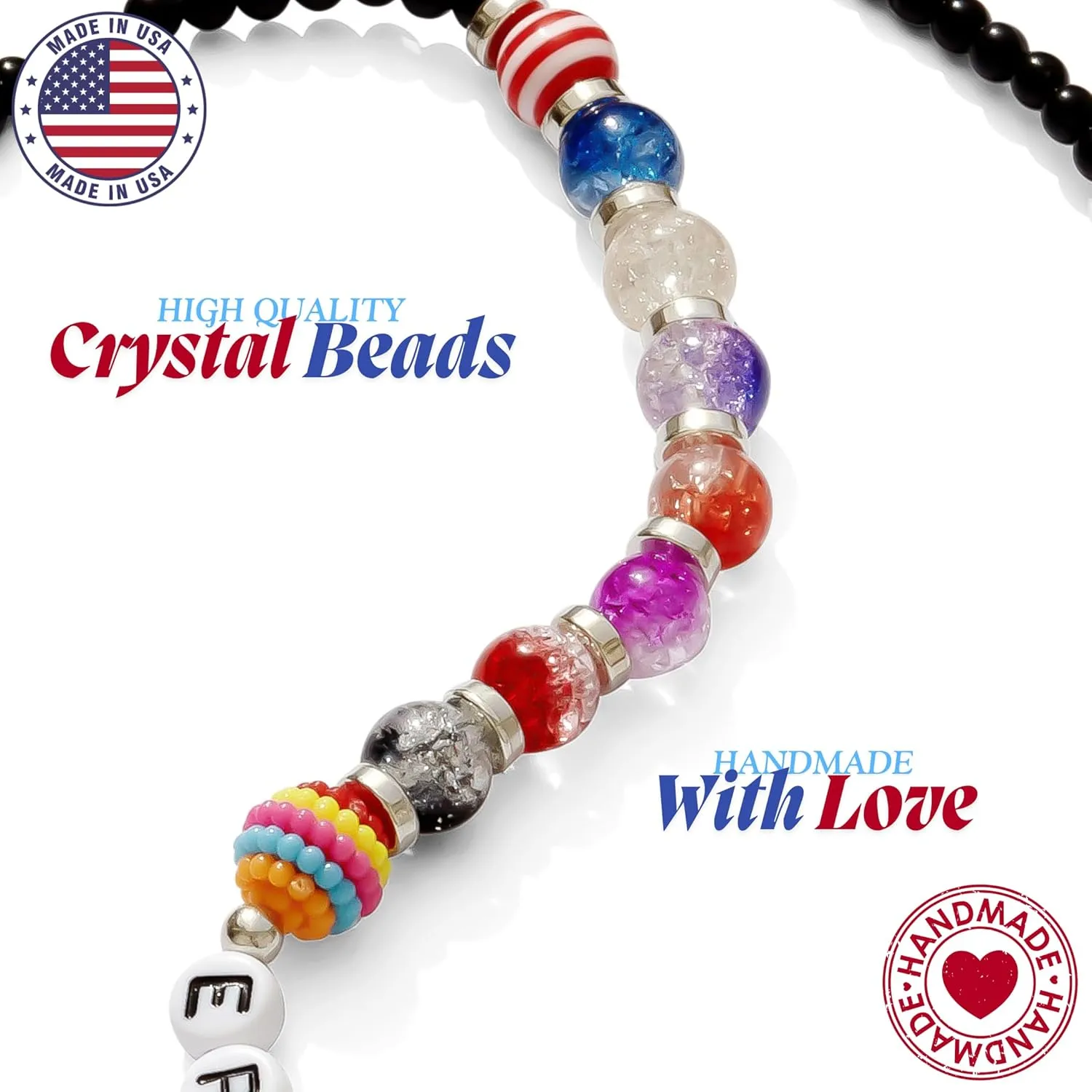 Personalized Handmade Stone Necklace | Custom Length & Name | Stretch | For Women | Adults & Kids | Gift For Friends, Couples & Family | Thanksgiving, Christmas, Anniversary & Birthday (Crystal)