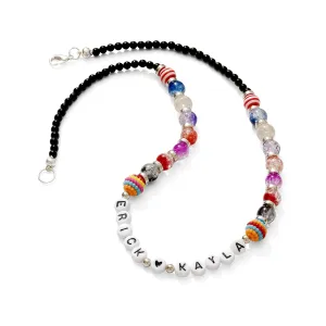 Personalized Handmade Stone Necklace | Custom Length & Name | Stretch | For Women | Adults & Kids | Gift For Friends, Couples & Family | Thanksgiving, Christmas, Anniversary & Birthday (Crystal)