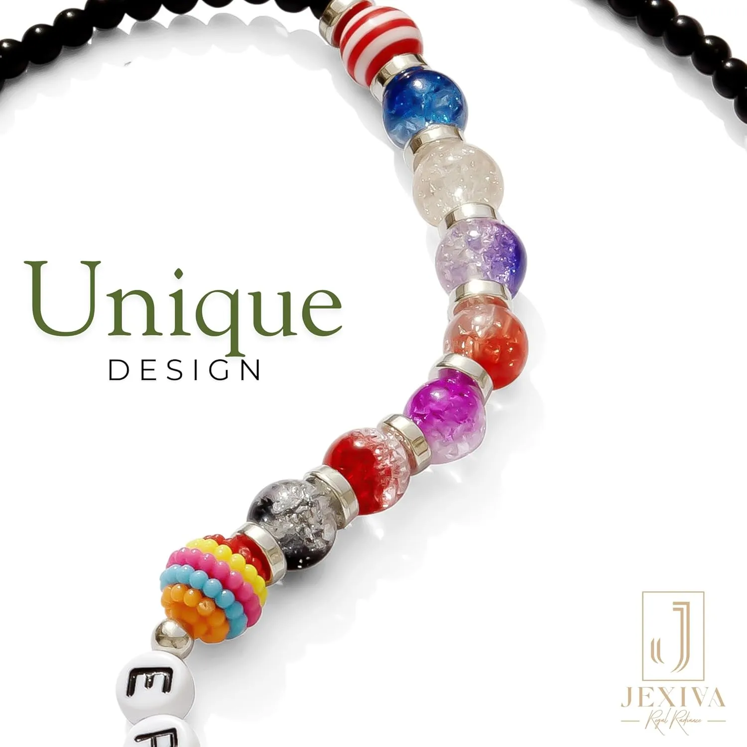 Personalized Handmade Stone Necklace | Custom Length & Name | Stretch | For Women | Adults & Kids | Gift For Friends, Couples & Family | Thanksgiving, Christmas, Anniversary & Birthday (Crystal)