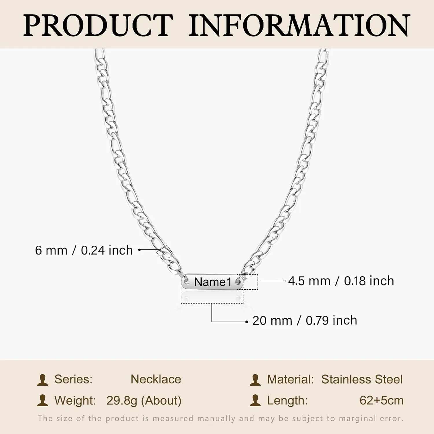 Personalized Name Necklace for Dad Fathers Day Gifts Custom Engraved Chain for Men Necklaces with 1-5 Name Beads  Gift from Son, Daughter, Husband Boyfriend Birthday Present