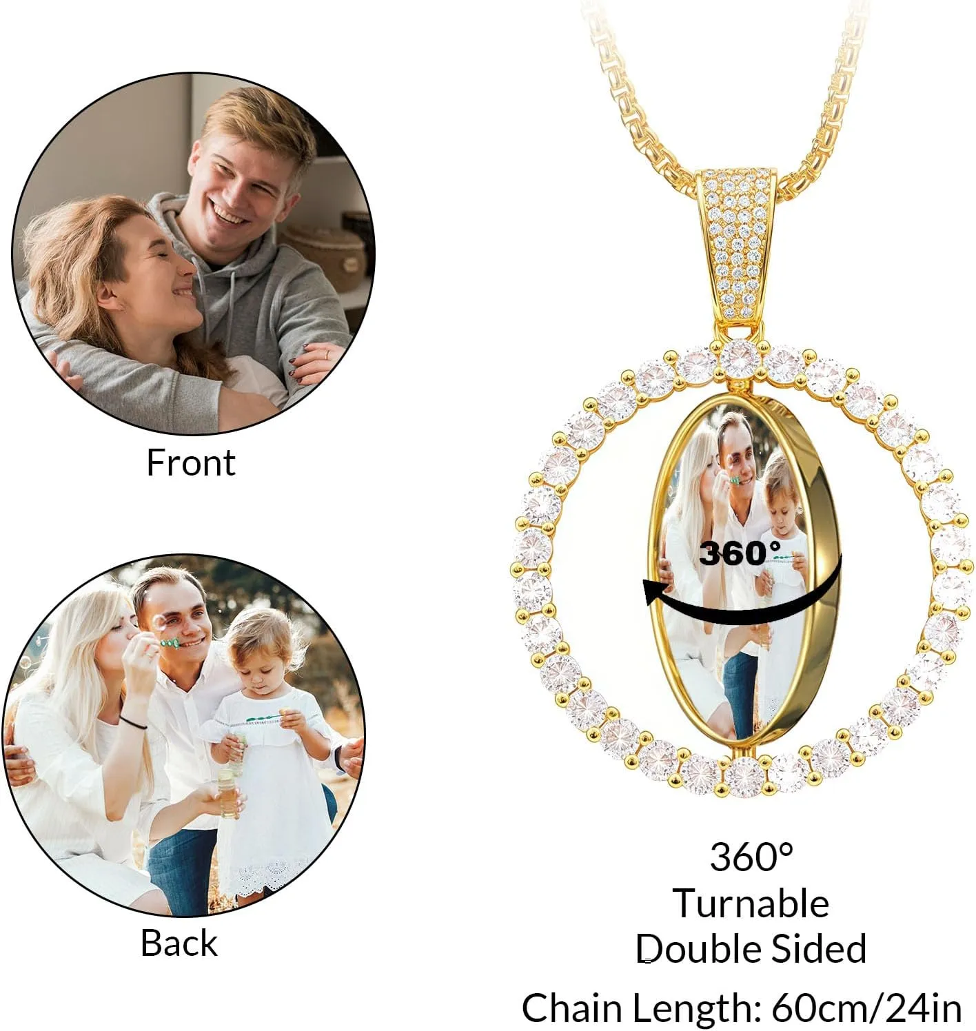 Personalized Picture Necklace Custom Photo Pedant for Man Women Boyfriend Memorial Necklaces with Picture Customized Chain Hip Hop Jewelry Gift