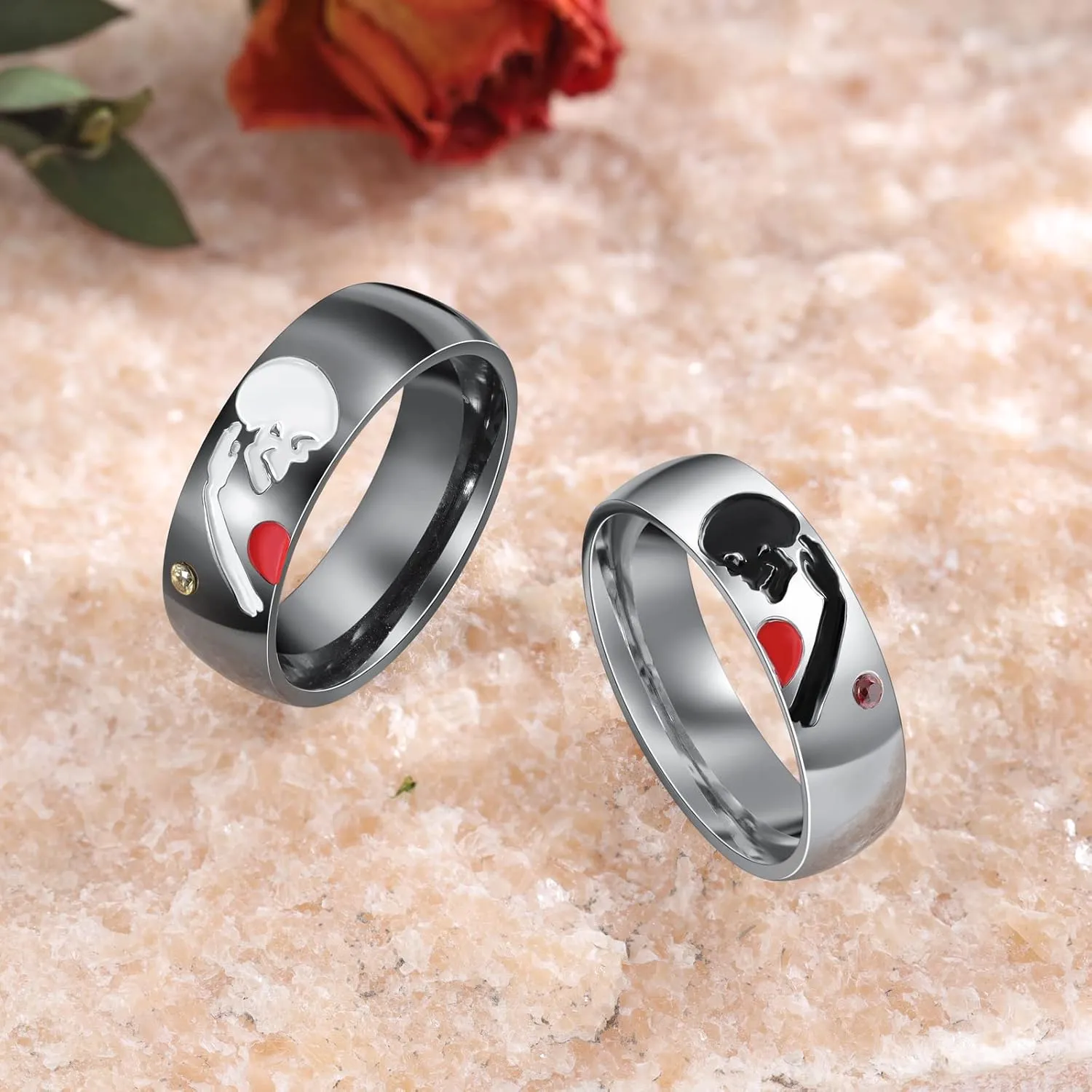 Personalized Promise Couples Rings Set for 2  Engraved Stainless Steel engraved Jewelry