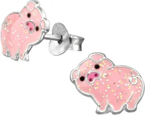 Pig 925 Sterling Silver Stud Earrings, Animal Small Piercing Gift Farm Style Jewelry