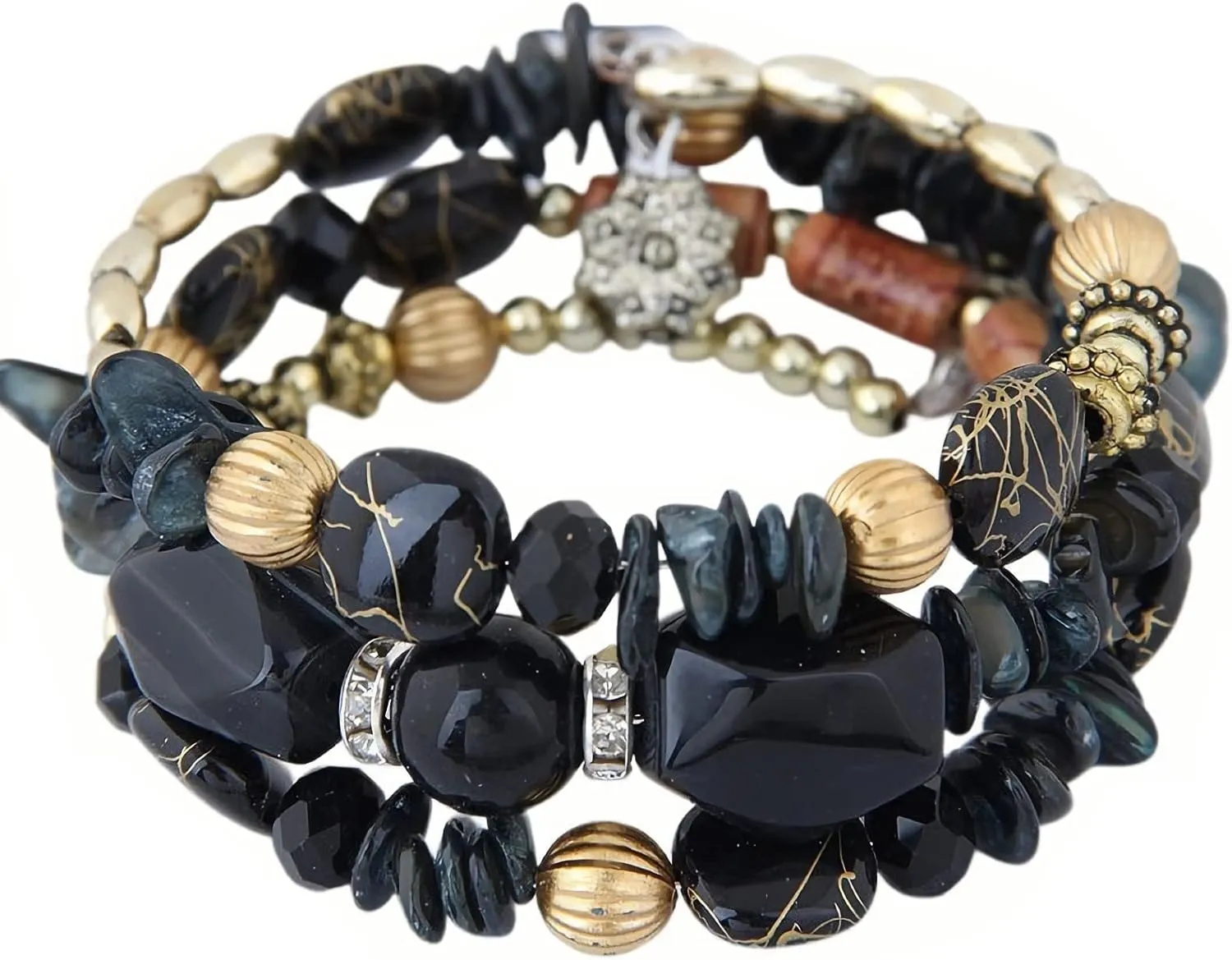 Pingyongchang Boho Agate Beads Charms Bracelet Multilayer Irregular Bracelets for Women Vintage Jade Stone Man Bracelets Yoga Turquoise Bangles Ethnic Jewelry