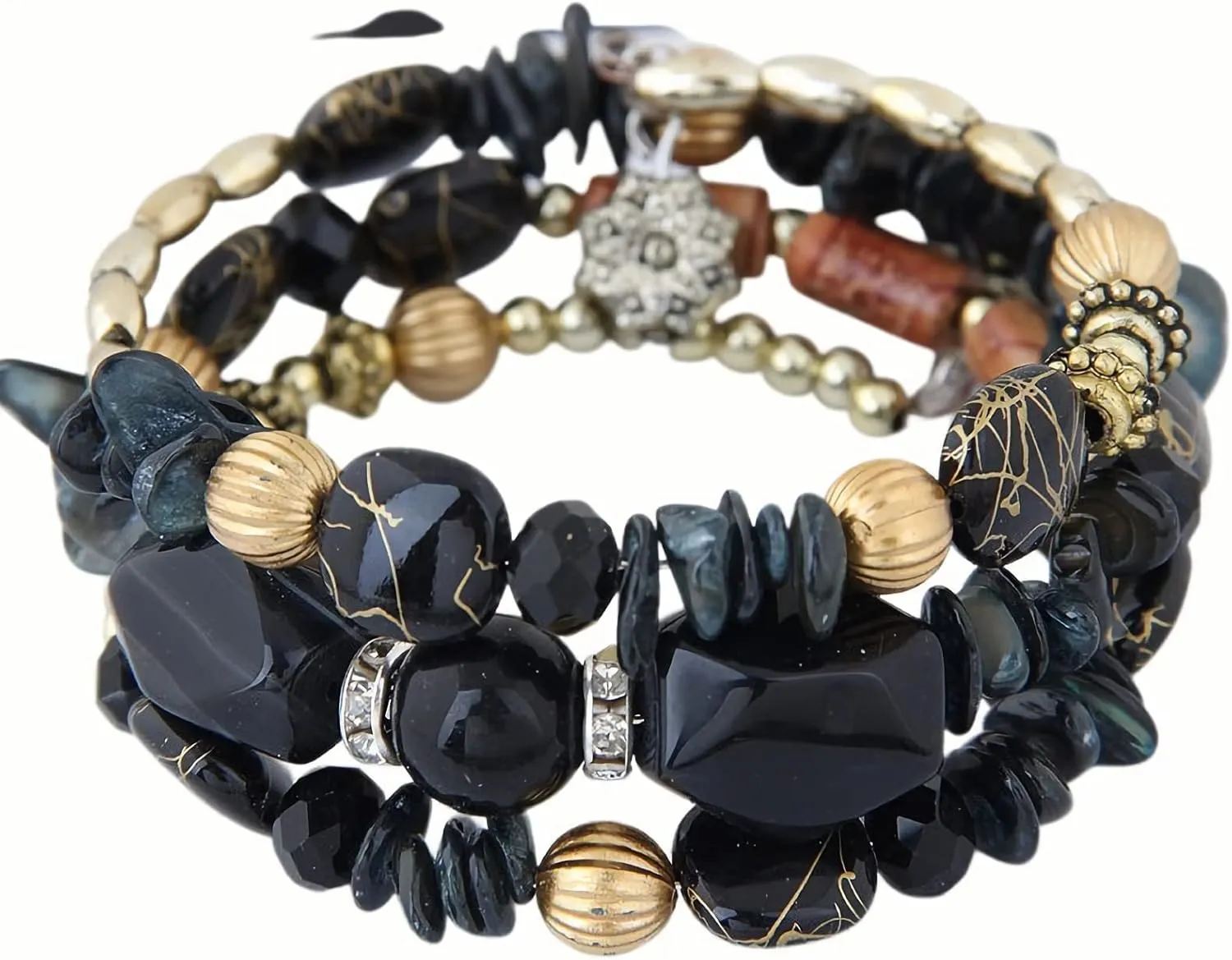 Pingyongchang Boho Agate Beads Charms Bracelet Multilayer Irregular Bracelets for Women Vintage Jade Stone Man Bracelets Yoga Turquoise Bangles Ethnic Jewelry